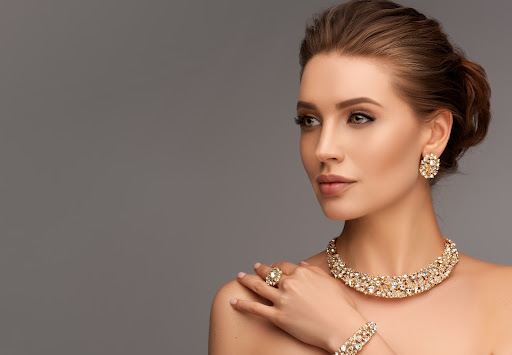 A woman wearing jewelry.